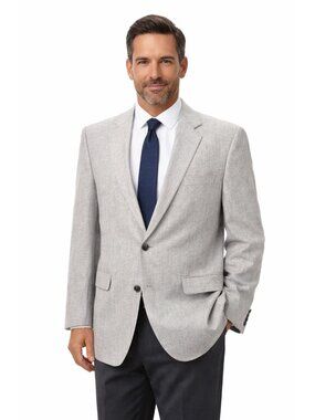 NWT Stafford Mens Linen Bld Signature Classic Fit Sport Coat 50R Gray Office